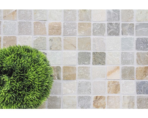 Plăci de mozaic pătrate cu decor verde