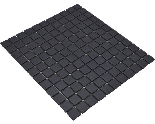 Covor de mozaic cu plăci pătrate, mate, negre