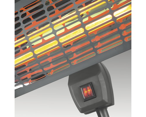 Imagine detaliată cu o lampă de încălzire cu grilaj de protecție și întrerupător