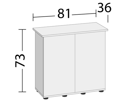Imagine cu un dulap inferior cu dimensiunile de 81 cm lățime, 73 cm înălțime și 36 cm adâncime