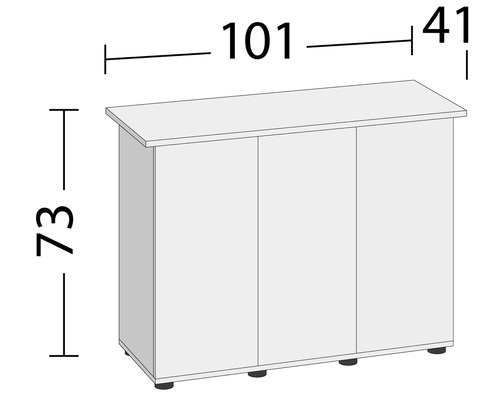 Imagine cu un dulap inferior cu dimensiunile 101 x 73 x 41 cm.