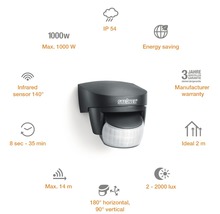 Senzor de mișcare Steinel IS140-2 140° max. 1000W, pentru exterior IP54, negru-thumb-4 Senzor de mișcare Steinel IS140-2 140° max. 1000W, pentru exterior IP54, negru-thumb-4