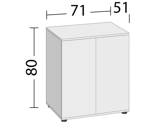 Dulap cu două uși și dimensiunile de 80, 71 și 51 centimetri