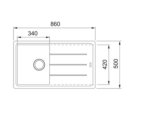 Desen cu chiuvetă cu dimensiunile 860 x 500 mm