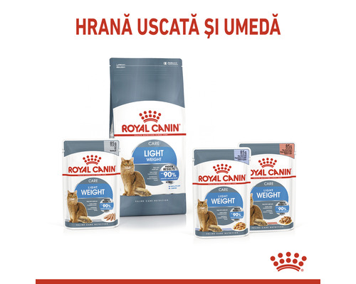 Hrană pentru pisici Royal Canin Light Weight, hrană uscată și umedă