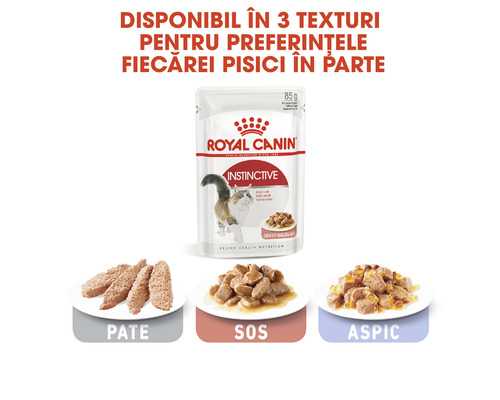 Hrană pentru pisici Royal Canin, Instinctive, texturi diferite