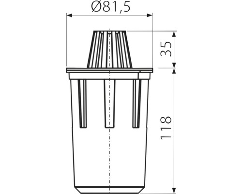 Desen tehnic al unui vas de plantare cu dimensiuni