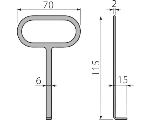 Desen tehnic al unui profil în formă de T cu cote