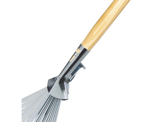 Greblă de frunze cu coadă din lemn și cadru metalic
