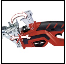 Sigla Einhell. Fierăstrău universal cu acumulator cu schimbarea pânzei de ferăstrău fără unelte.