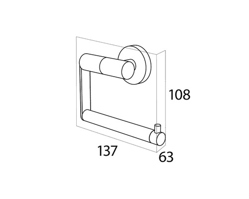 Schiță a unui suport pentru hârtie igienică cu dimensiuni
