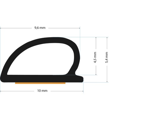 Secțiune transversală a unui profil de etanșare cu dimensiuni