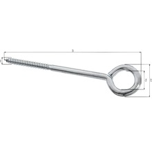 Şurub cu ochet cu filet și indicații de dimensiuni
