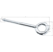 Șurub cu ochet cu indicații dimensionale
