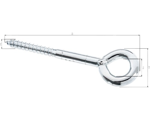 Șurub cu ochet cu indicații dimensionale