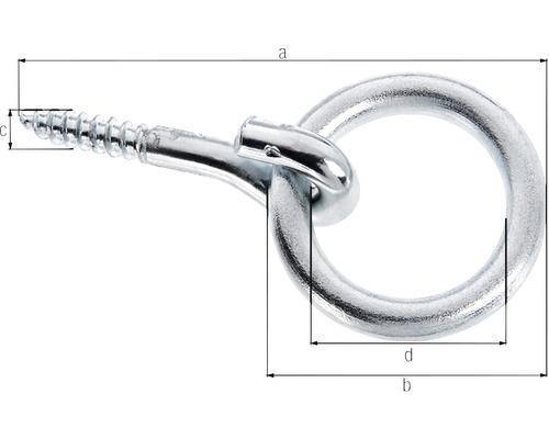 Șurub cu inel metalic cu filet pentru lemn