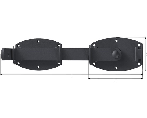 Zăvor de ușă cu dimensiunile a, b și c