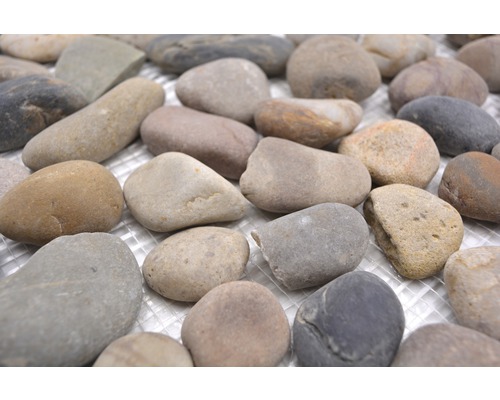 Pietricele decorative pe o plasă de mozaic