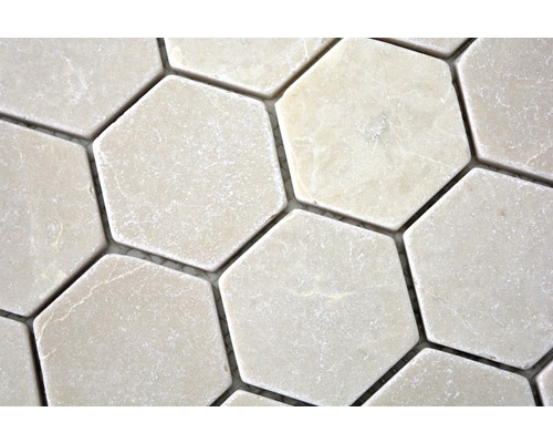 Plăci de marmură hexagonale, prim-plan