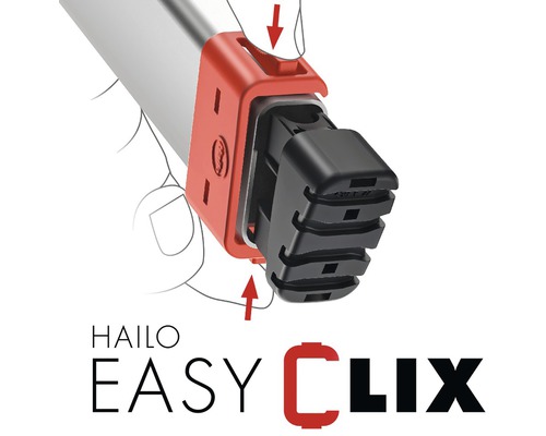 Sistemul Hailo Easy Clix: Atașarea unei extensii de picior la o scară