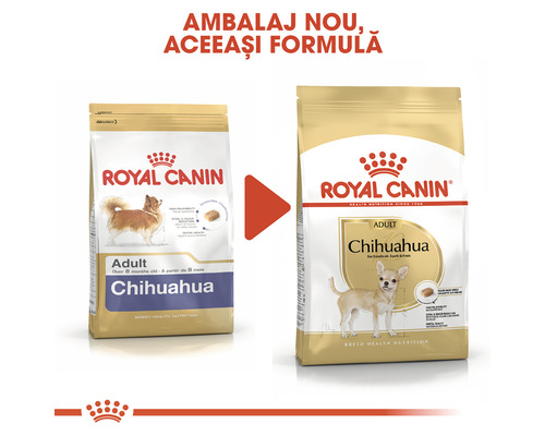 Schimbare de ambalaj la hrana pentru câini adulți Royal Canin Chihuahua