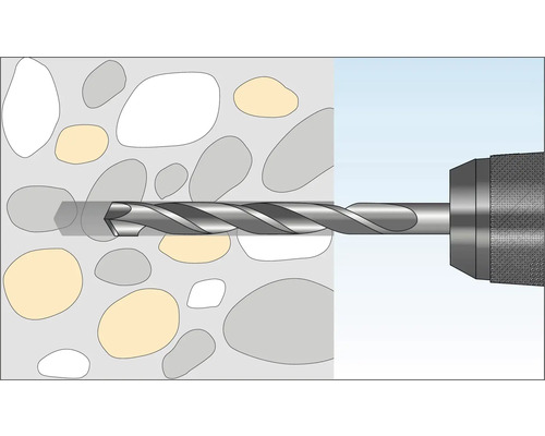 Mașină de găurit care face o gaură într-un perete de beton