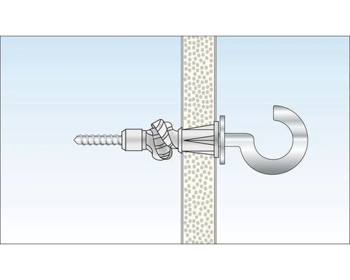 Ancoră basculantă cu cârlig cu șurub pentru fixare pe un perete