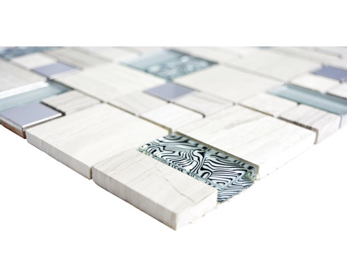 Placă de mozaic cu elemente de sticlă și piatră