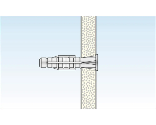 Dibluri din plastic într-un perete
