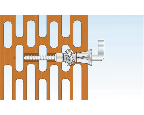 Fixarea unui element de construcție cu șurub și diblu într-o cărămidă perforată