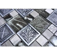 Mozaic sticlă XCM Niko80 argintiu cu ornament 30x30 cm