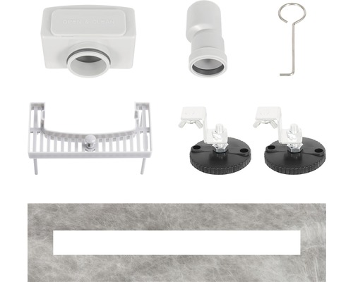 Set de scurgere pentru duș cu sifon și accesorii de montaj.
