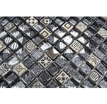 Mozaic sticlă XCM ZEUS crom-negru 30x30 cm