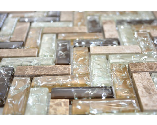 Plăci de mozaic cu aspect de sticlă și piatră naturală