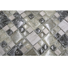 Mozaic sticlă-piatră naturală XIC K1452 gri-verde 30,5x30,5 cm