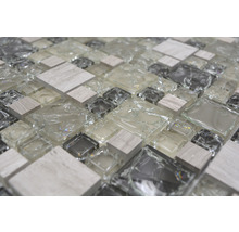 Mozaic sticlă-piatră naturală XIC K1452 gri-verde 30,5x30,5 cm