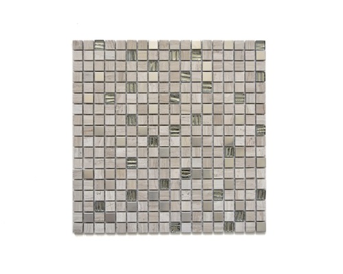 Mozaic piatră naturală-sticlă XNM M76 gri 30x30 cm Placă mozaic pătrată cu accente de sticlă pentru designul pereților și pardoselilor