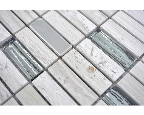 Placă de mozaic cu elemente din piatră și sticlă