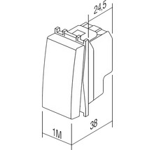 Desen al unui comutator cu dimensiunile 24,5, 38 și 1M