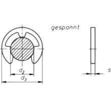 Desen tehnic al unui inel de fixare cu dimensiuni indicate