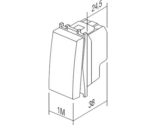 Comutator cu dimensiunile de 24,5 pe 38 milimetri