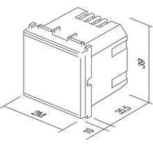 Reprezentare dimensională a unui dispozitiv electronic cu dimensiunile de 39 x 35,5 milimetri