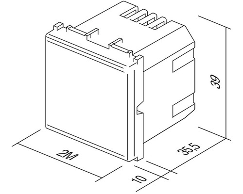 Reprezentare dimensională a unui dispozitiv electronic cu dimensiunile de 39 x 35,5 milimetri