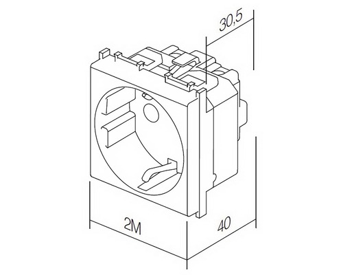 Desen tehnic al unei prize cu dimensiuni