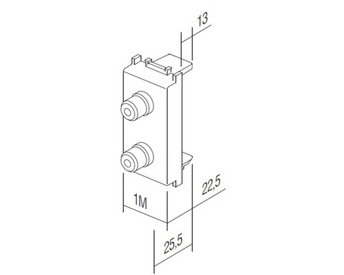 Desen tehnic al unei prize modulare cu dimensiuni