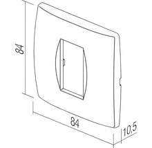 Ramă comutator cu dimensiunile 84 x 84 x 10,5 milimetri