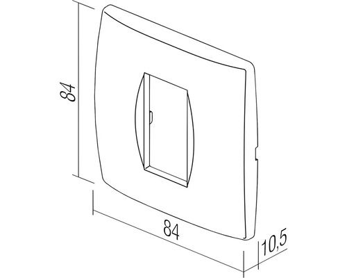 Desen tehnic al unei plăci de acoperire cu dimensiunile 84 x 84 x 10,5 mm.