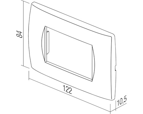 Dimensiunile unui cadru de comutator: 84 mm înălțime, 122 mm lățime și 10,5 mm adâncime.