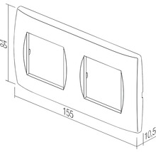 Cadru dublu cu dimensiunile 84 x 155 x 10,5 milimetri pentru instalarea a două întrerupătoare
