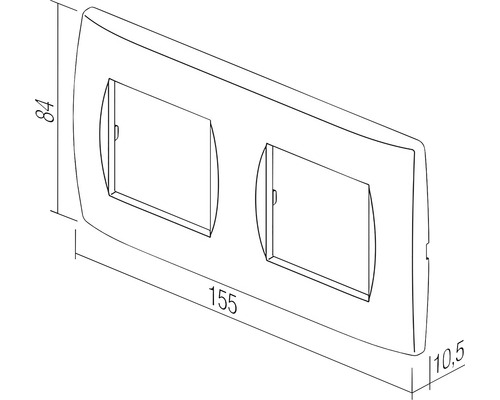 Cadru dublu cu dimensiunile 84 x 155 x 10,5 milimetri pentru instalarea a două întrerupătoare